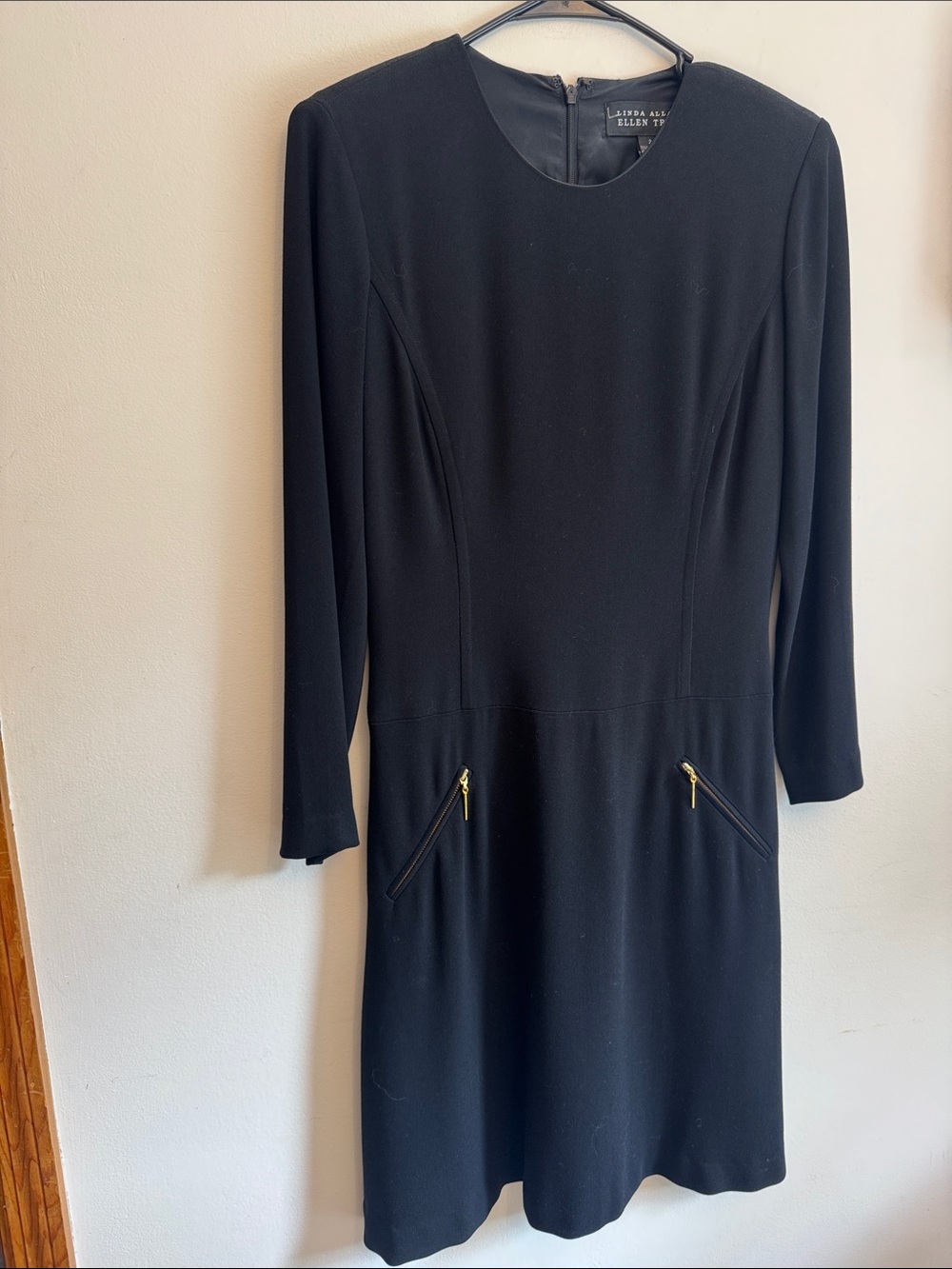 Linda Allard by ellen Tracy  Black Long-Sleeve Zip Pocket Sheath Dress